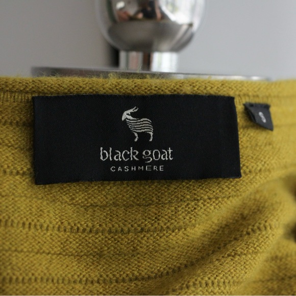 Black Goat Cashmere Olive Ribbed Knit Sweater - Picture 6 of 6